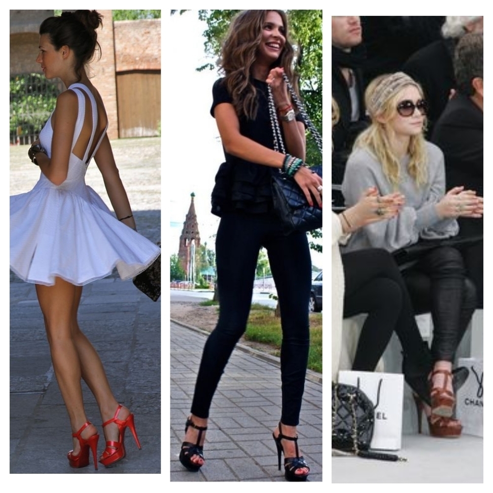 Yves St Laurent YSL 40 tribute BLUE patent leather platform sandals Celebrity